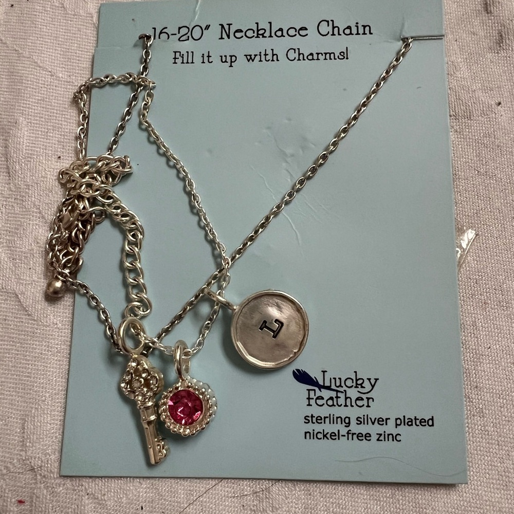 Silver Pink Crystal Necklace with Delicate Chain